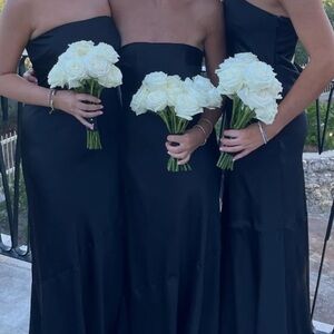 Elegant Black Strapless Satin Evening Dress